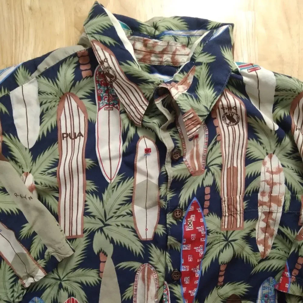 Vintage Reyn Spooner Surfboards Palm Trees Hawaiian Shirt